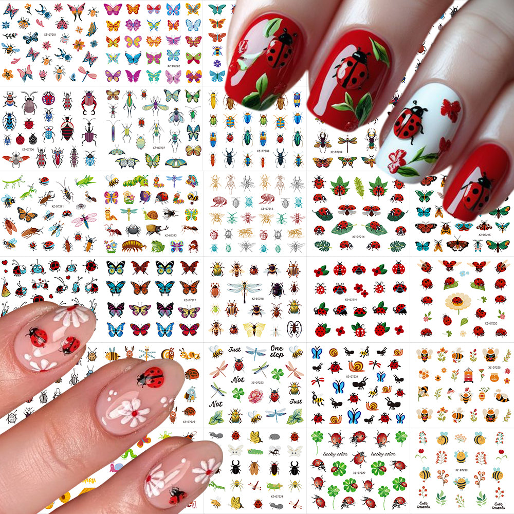 3D flower nail stickers butterflies and ladybirds 30 sheets variant — Dream Shop