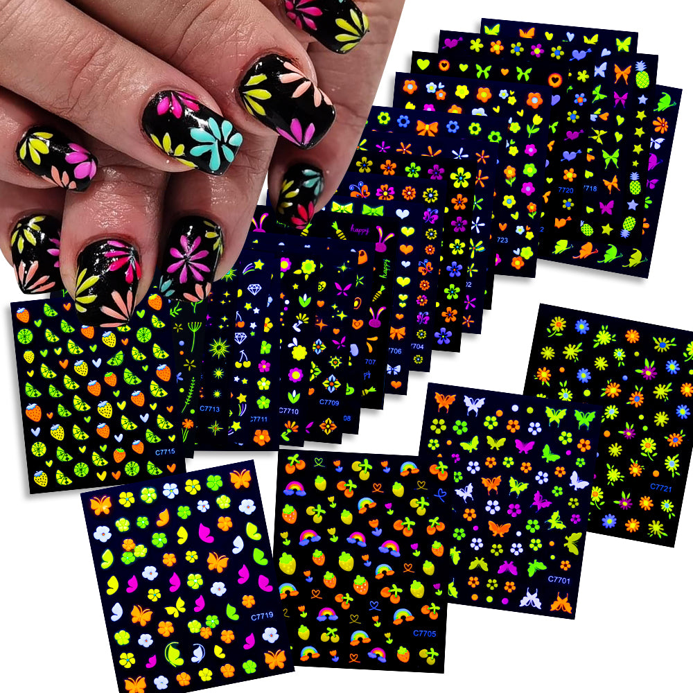 3D flower nail stickers neon flowers 20 sheets variant — Dream Shop