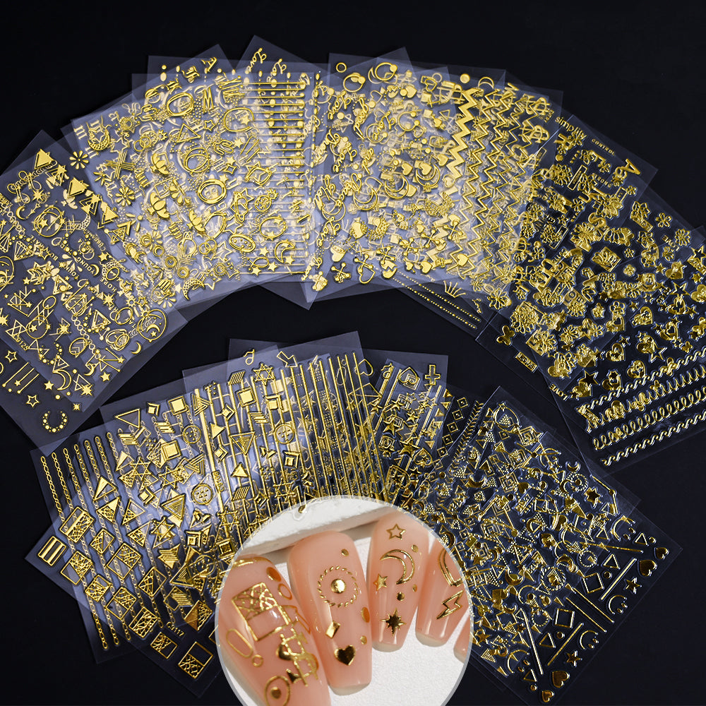 3D flower nail stickers gold filigree 30 sheets variant — Dream Shop