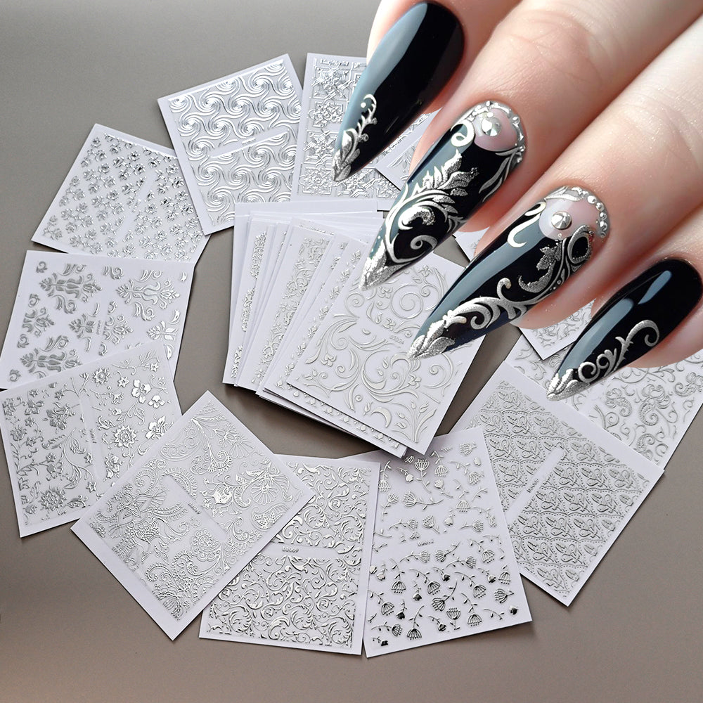 3D flower nail stickers white lace 30 sheets variant — Dream Shop