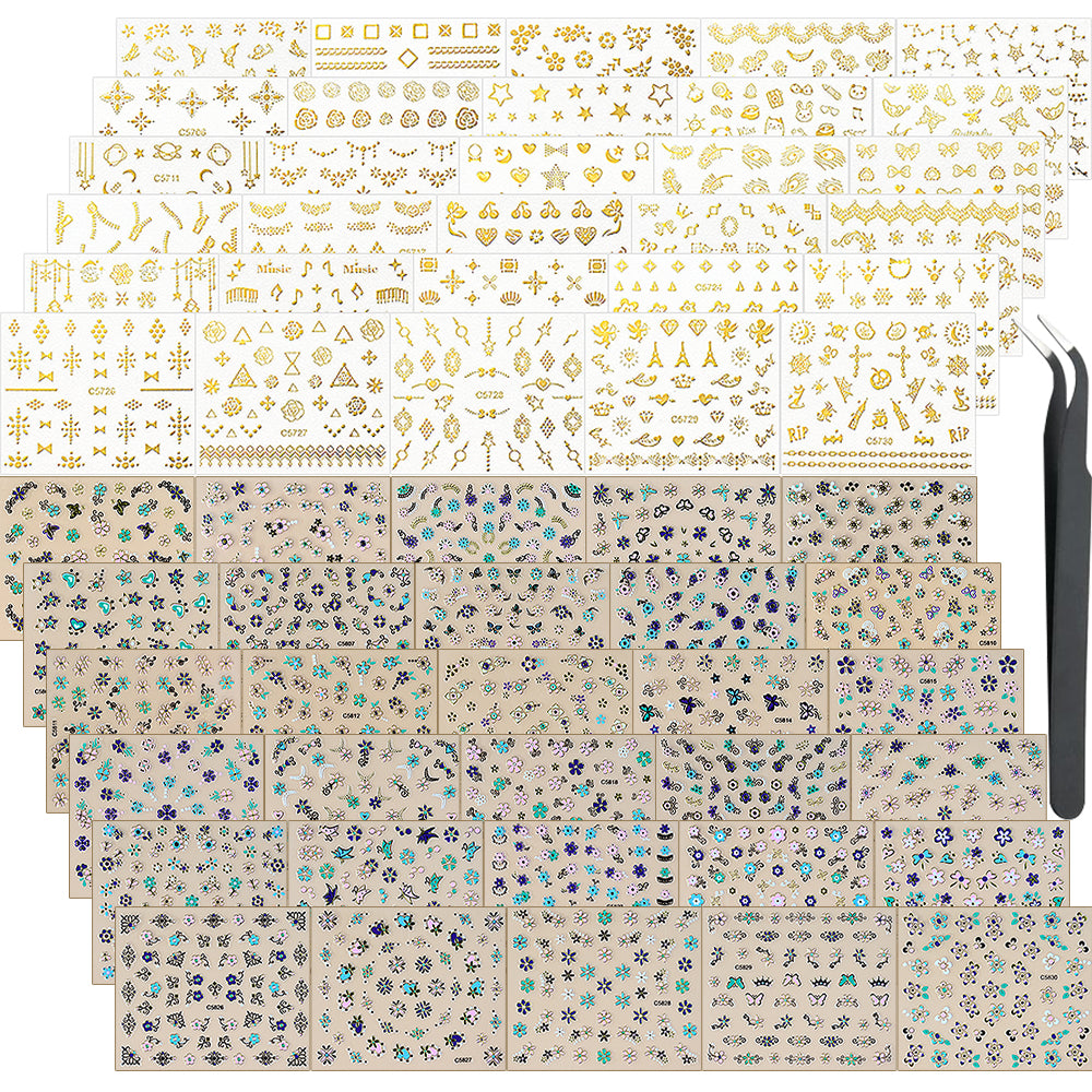 3D flower nail stickers mixed designs 60 sheets variant — Dream Shop