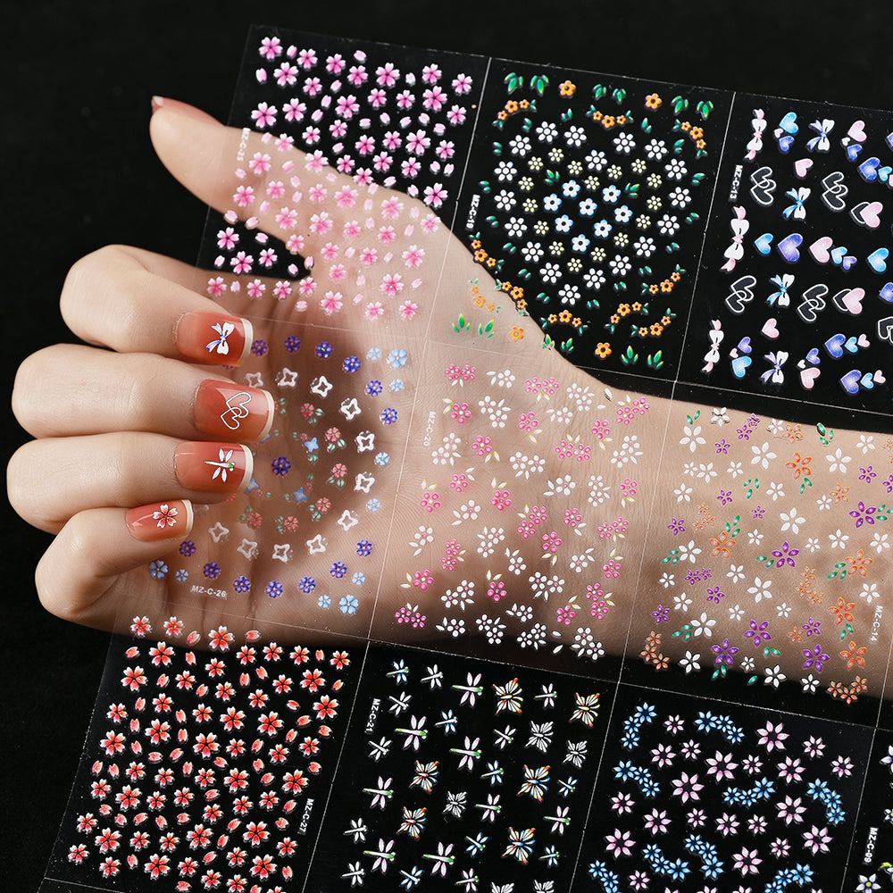 3D flower nail stickers flower sticker sheets on a hand — Dream Shop