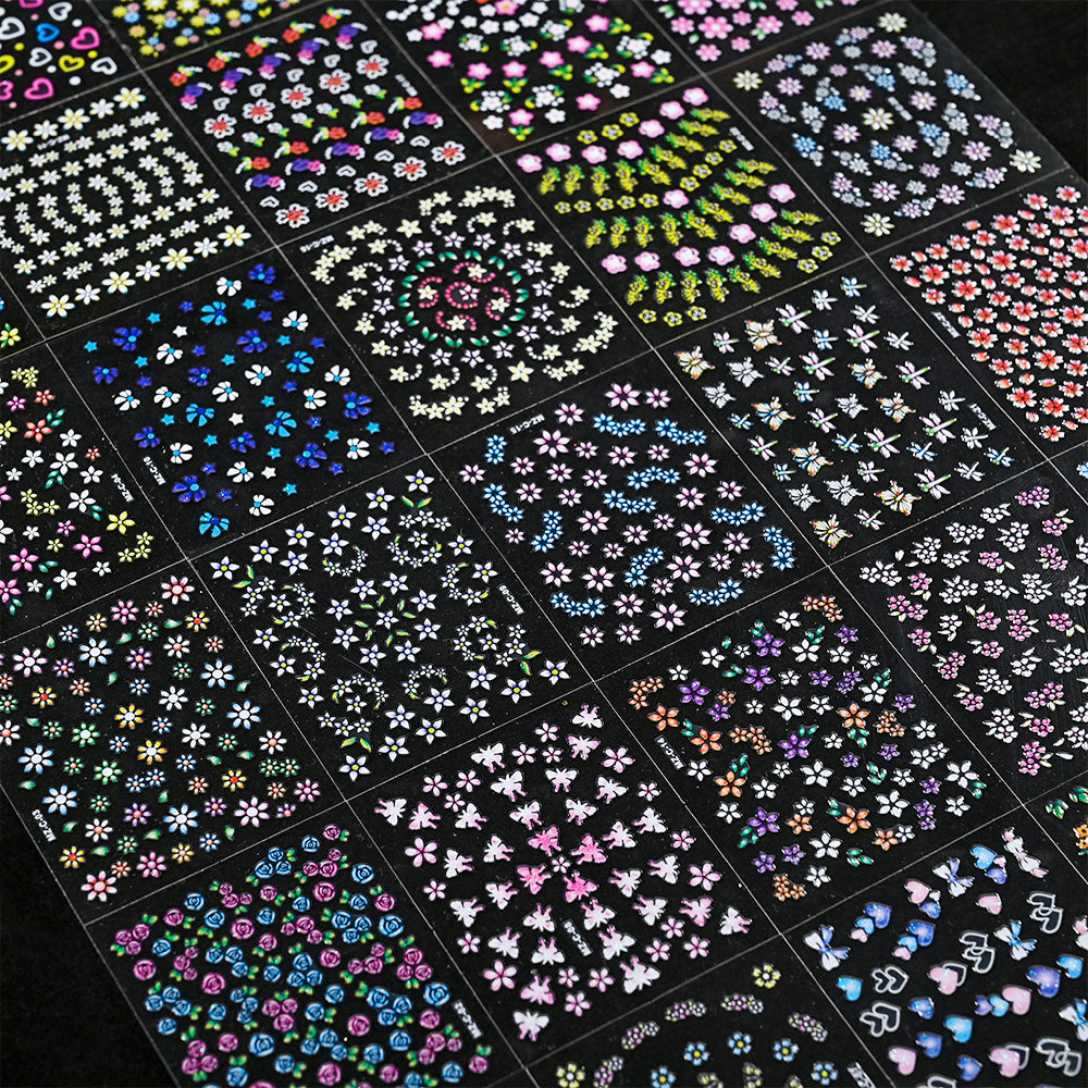3D flower nail stickers assorted holographic flower sheets — Dream Shop