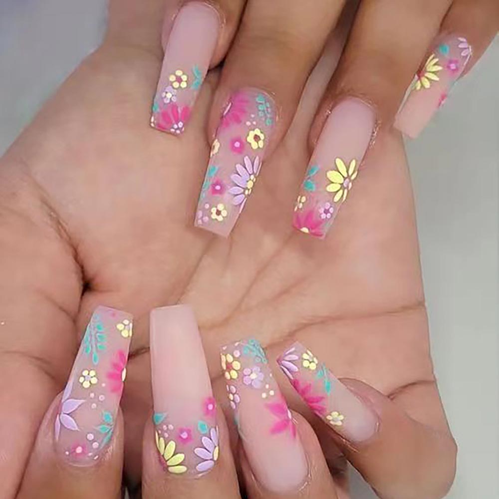 3D flower nail stickers manicure with embossed pastel flowers — Dream Shop