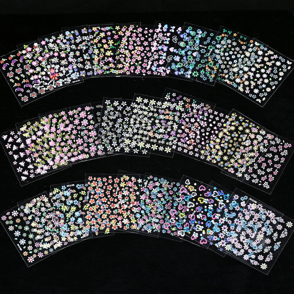 3D flower nail stickers set of holographic flower sheets — Dream Shop