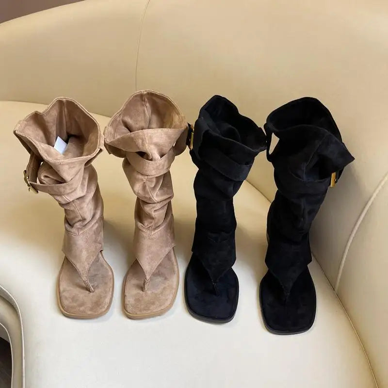 Stivale aperto in punta Bgauj — scamosciato cachi paio | Dream Shop