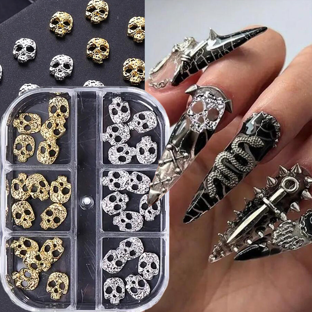 3D punk nail studs gold and silver skulls variant — Dream Shop