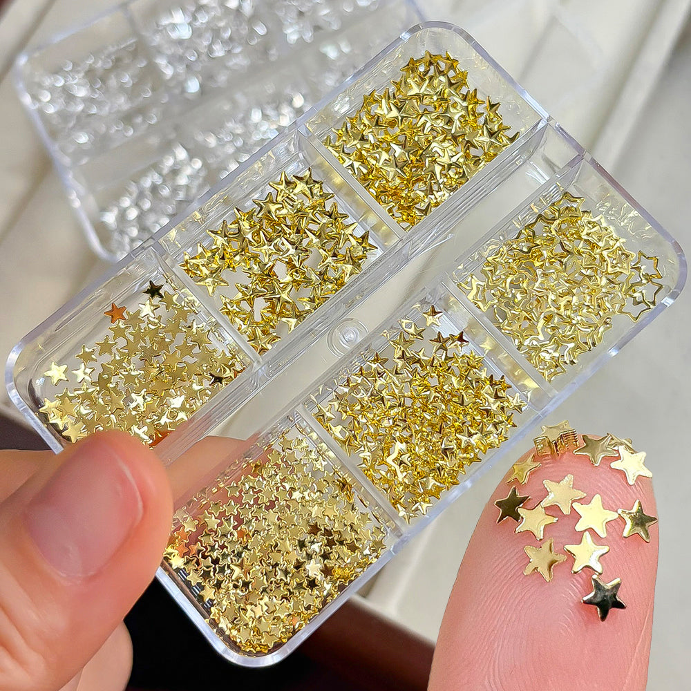 3D punk nail studs gold and silver stars variant — Dream Shop