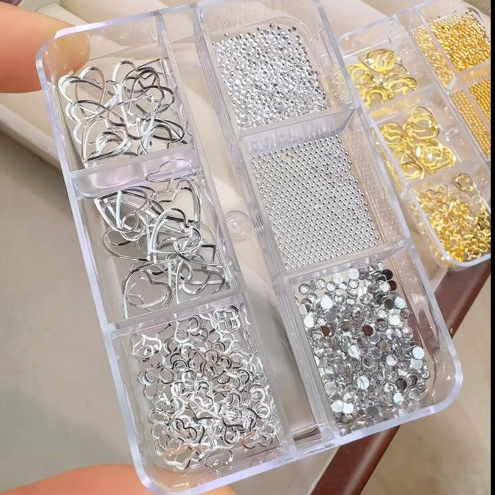 3D punk nail studs silver hearts variant — Dream Shop