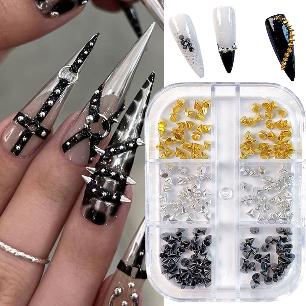 3D punk nail studs gold silver and black box with punk nails — Dream Shop