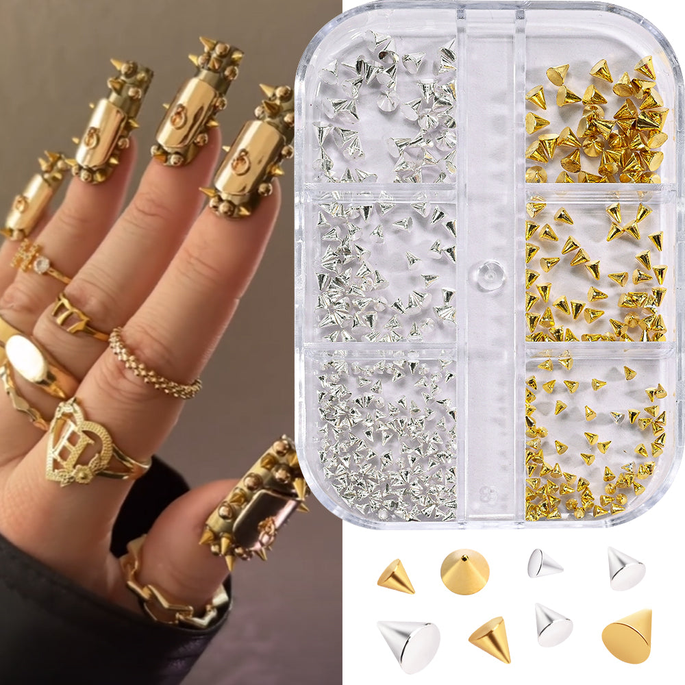 3D punk nail studs gold and silver cones variant — Dream Shop