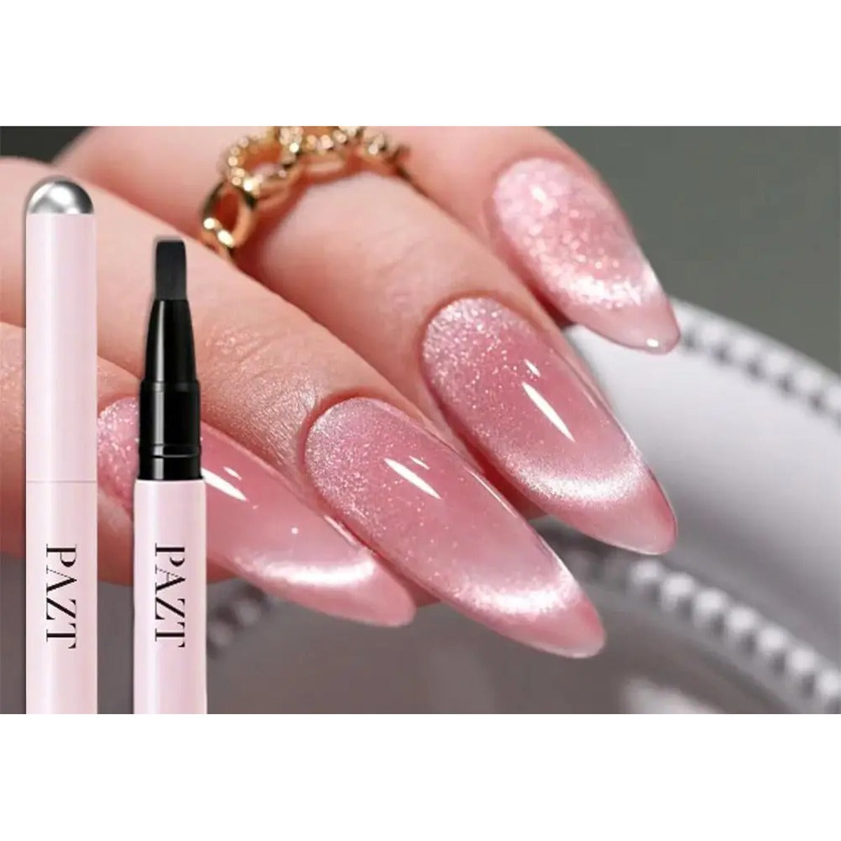 Cat Eye gel nail polish pen in pink nude with cat eye effect | Dream Shop