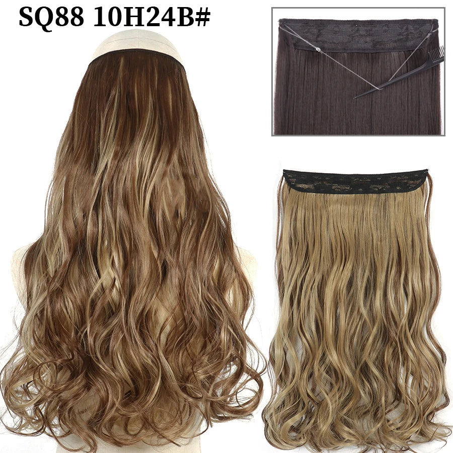 Wavy clip-in hair extension 10H24B Brown blonde highlights | Dream Shop