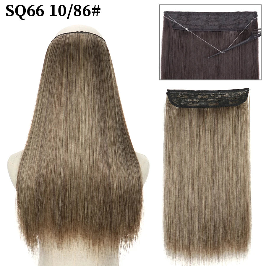 Straight clip-in hair extension 10-86 Ash brown highlights | Dream Shop