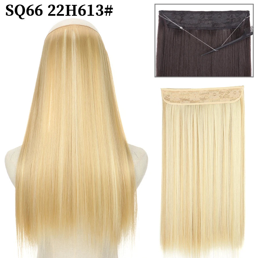 Straight clip-in hair extension 22H613 Sand blonde platinum highlights | Dream Shop