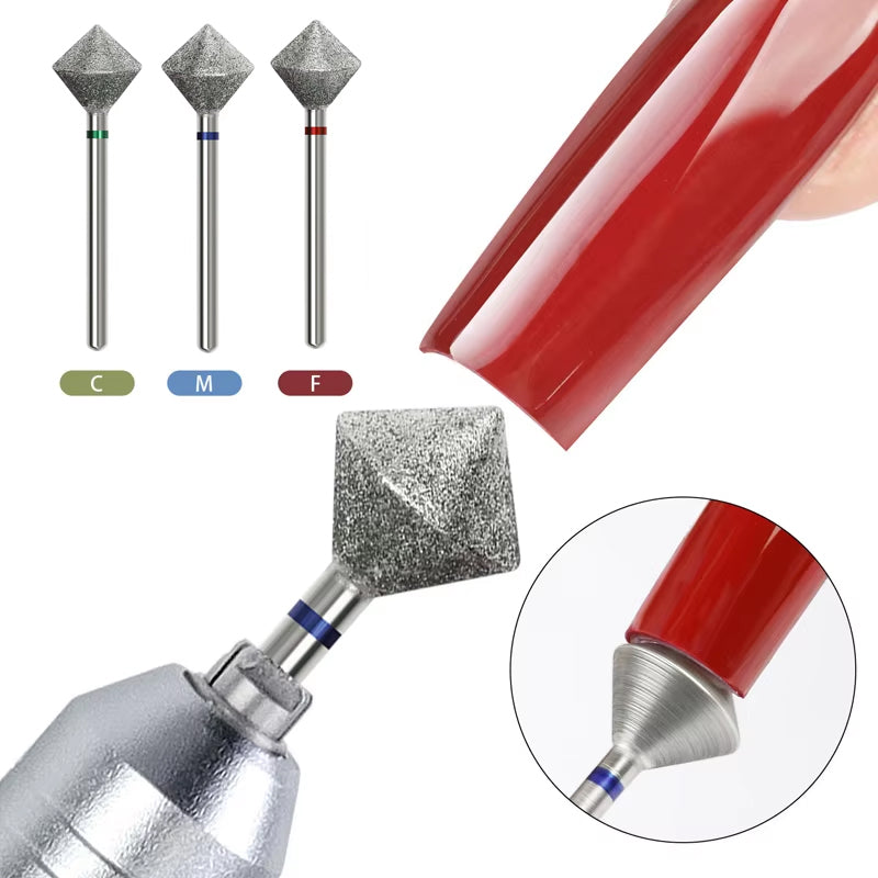Diamond nail drill bit coarse grit cone green ring detail — Dream Shop