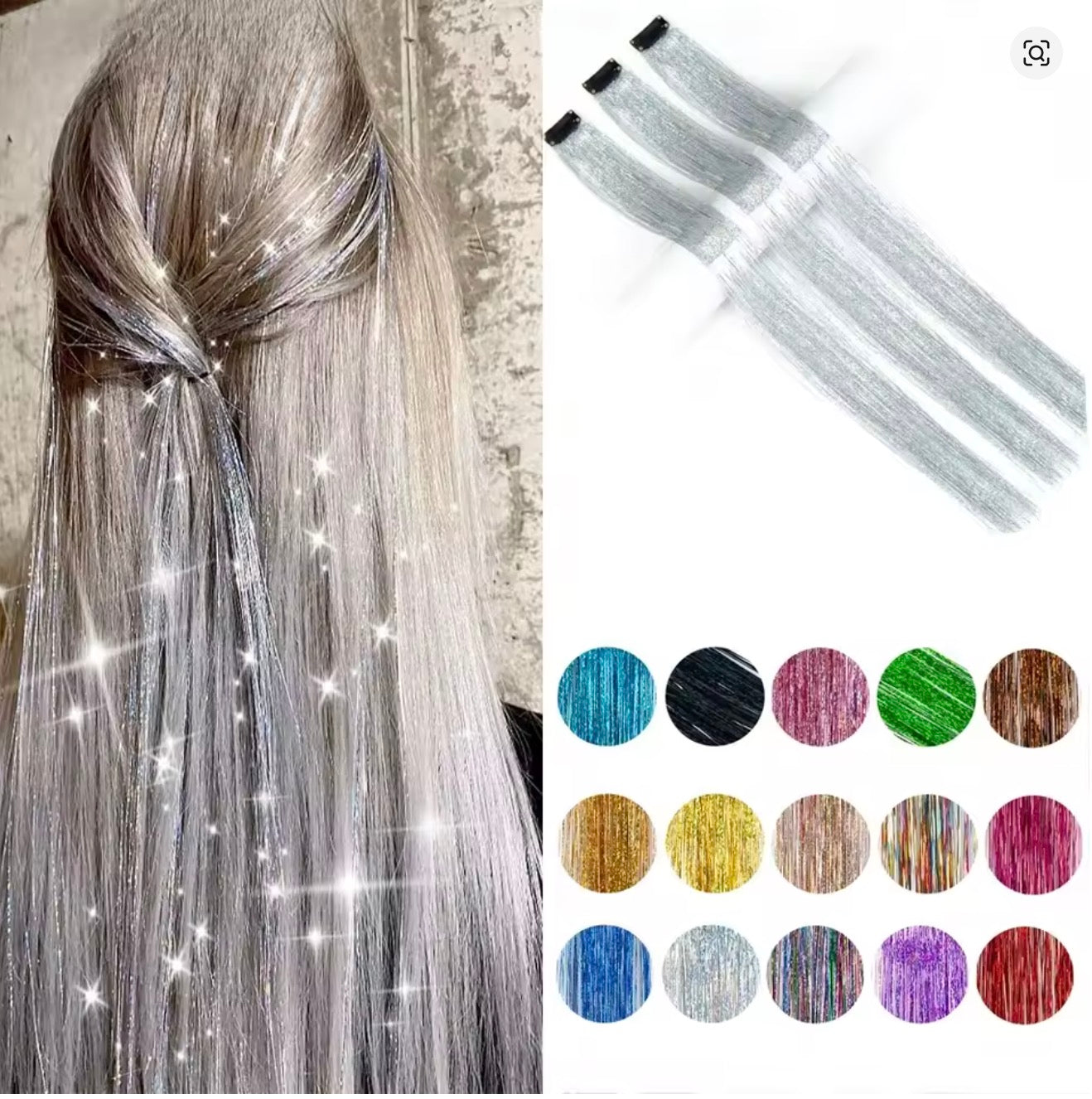 Extension Glitter-Star con 12 clip effetto luce per capelli