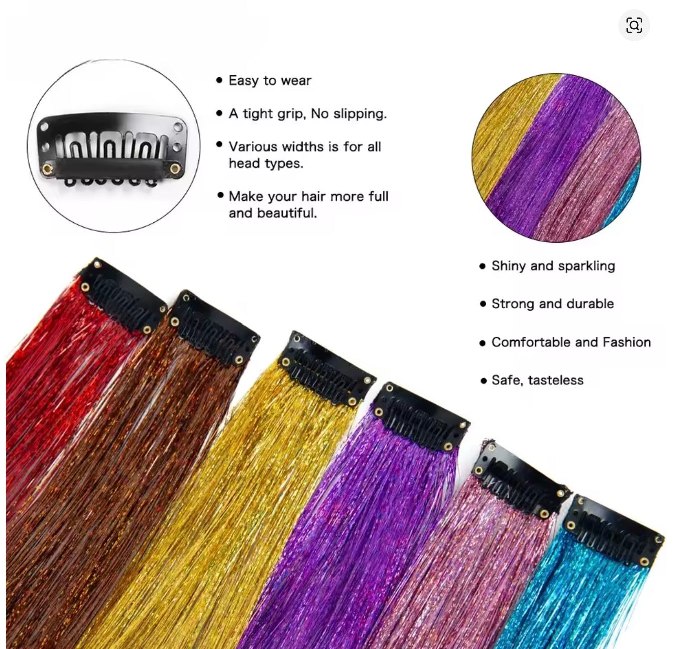 Extension Glitter-Star con 12 clip effetto luce per capelli