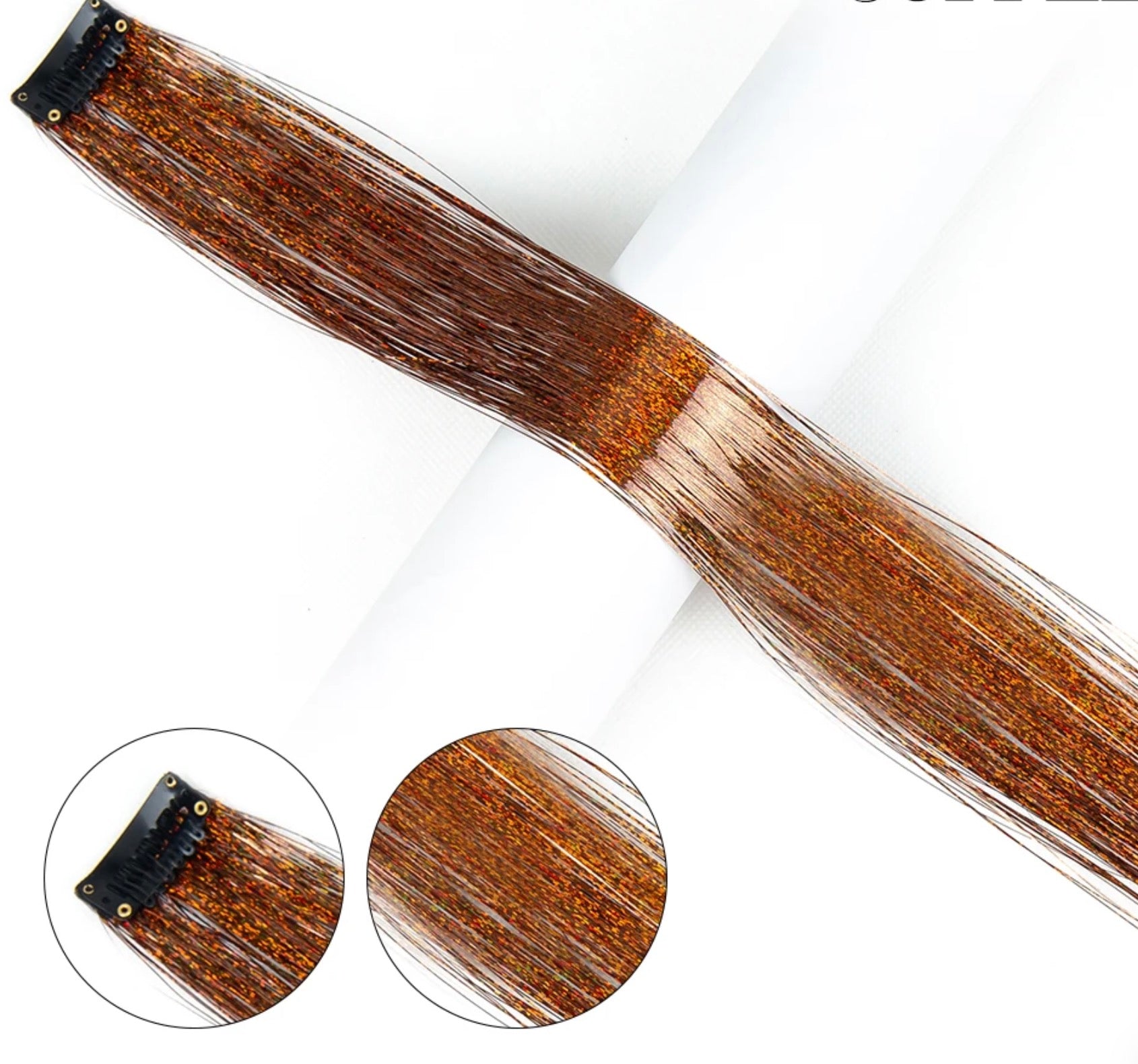 Extension Glitter-Star con 12 clip effetto luce per capelli