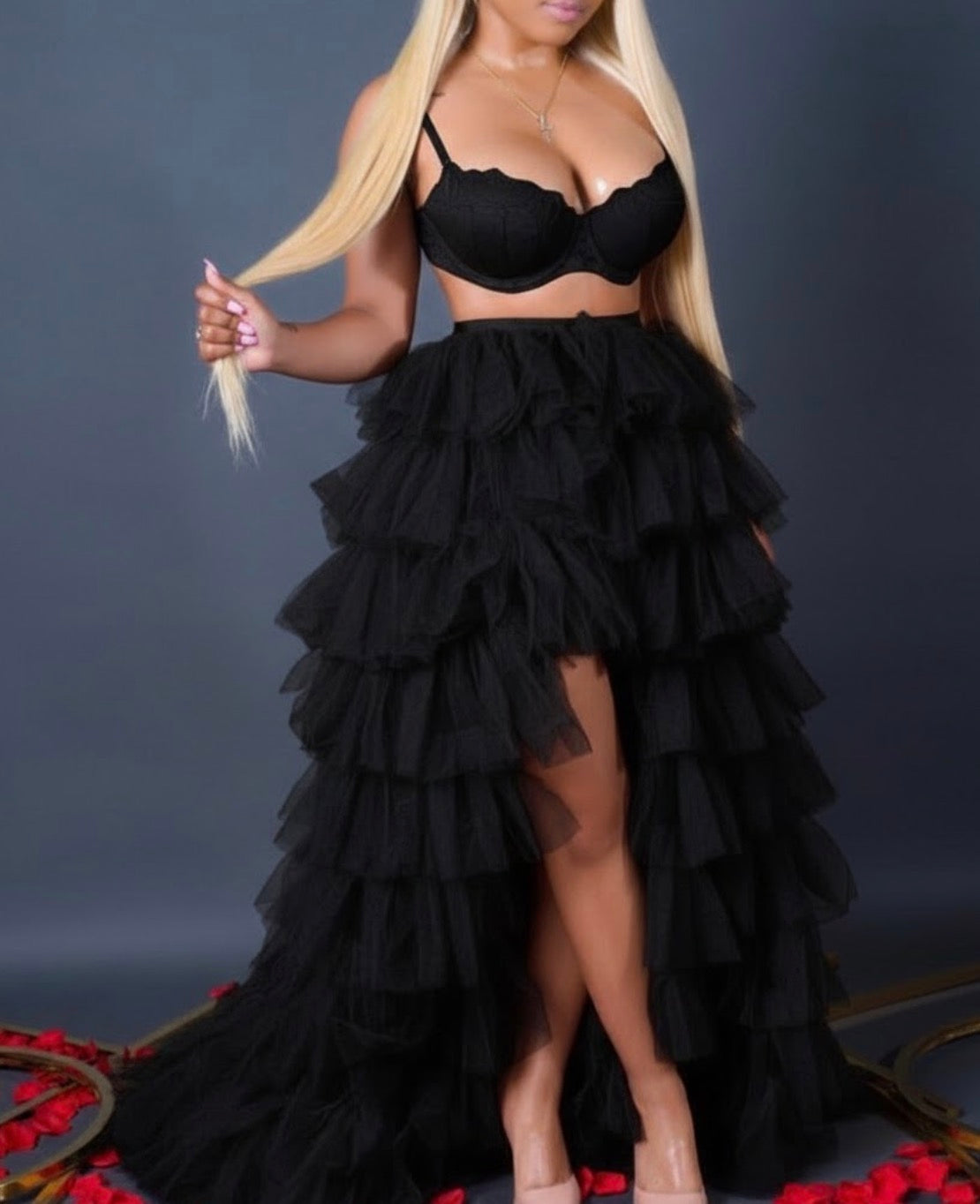 Cochy pink maxitulle skirt