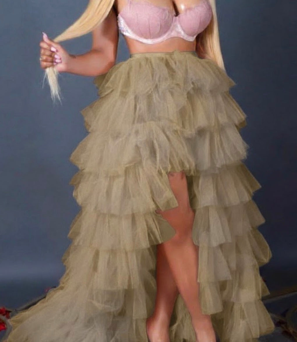 Cochy pink maxitulle skirt