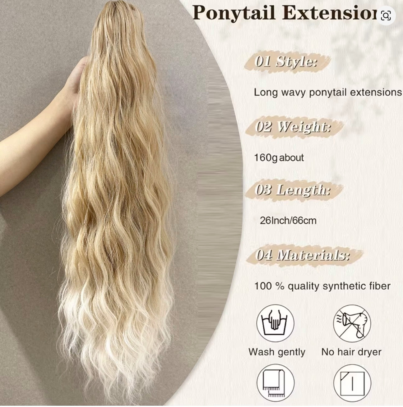 Coda Mollettone Riccia extension capelli voluminosi effetto naturale 70 cm