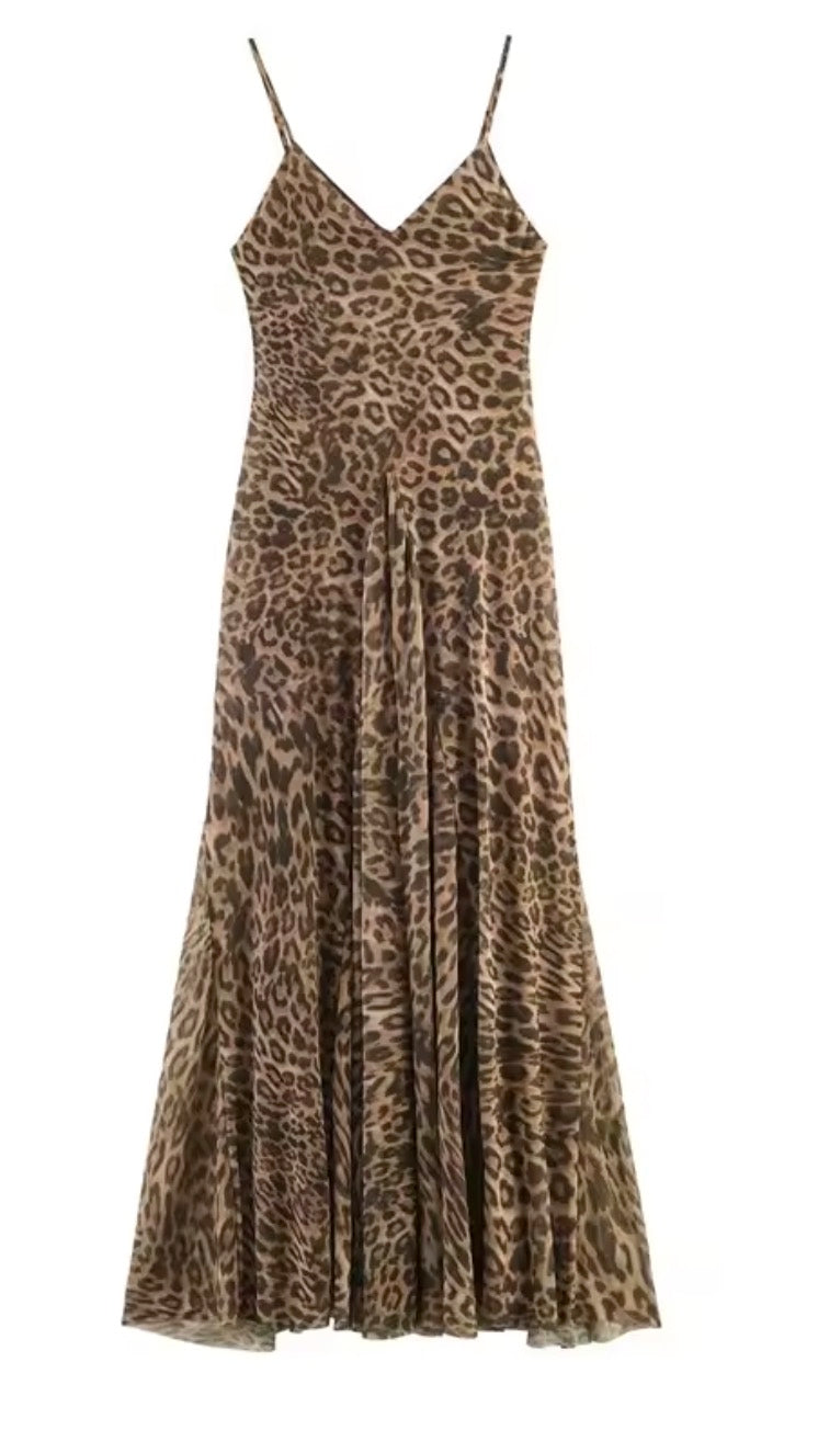 Maxidress Leopard — stampa leopardata all-over | Dream Shop