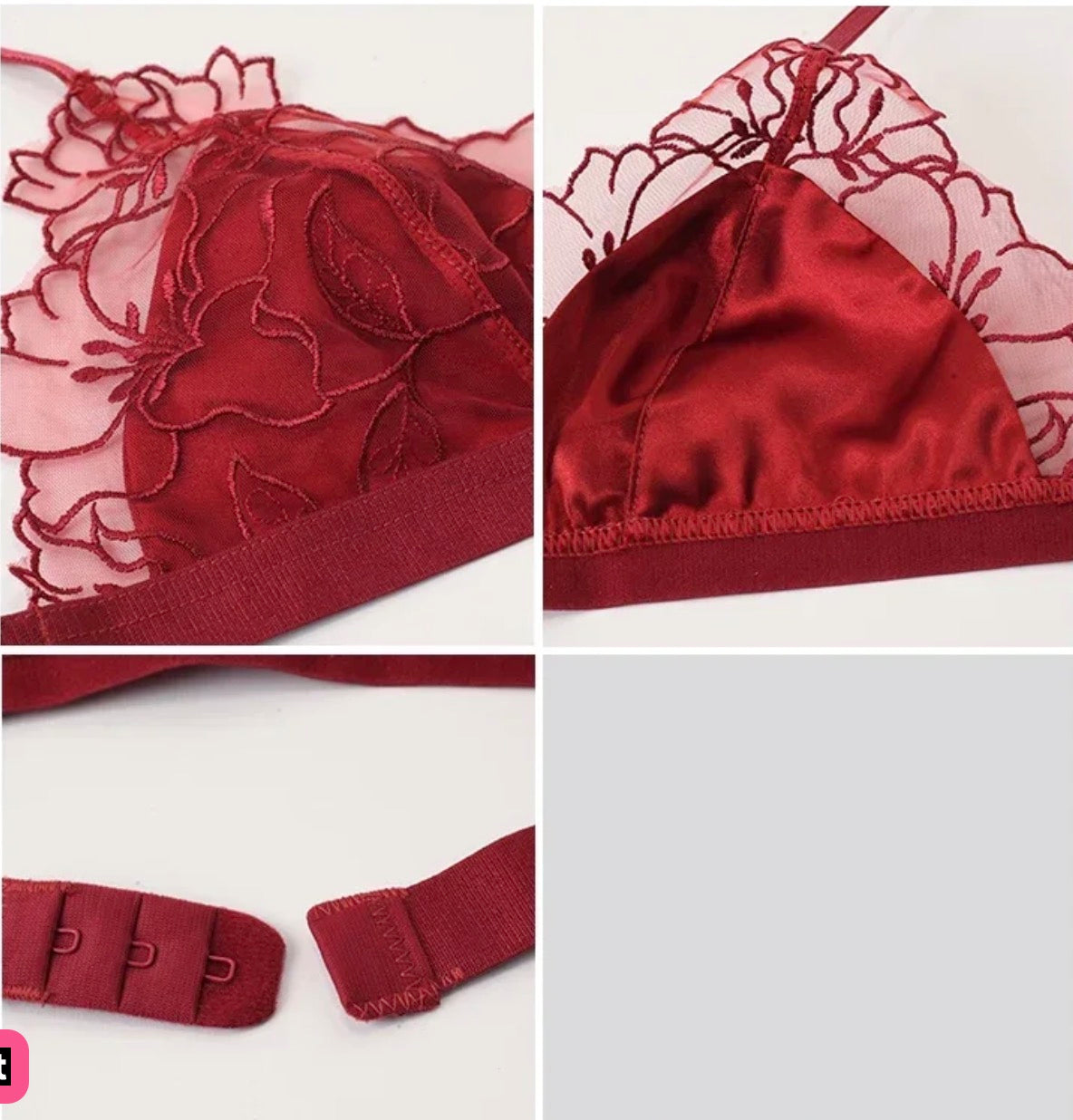 Bralette Steffany 
Pizzo floreale ricamato senza ferretto con slip coordinato