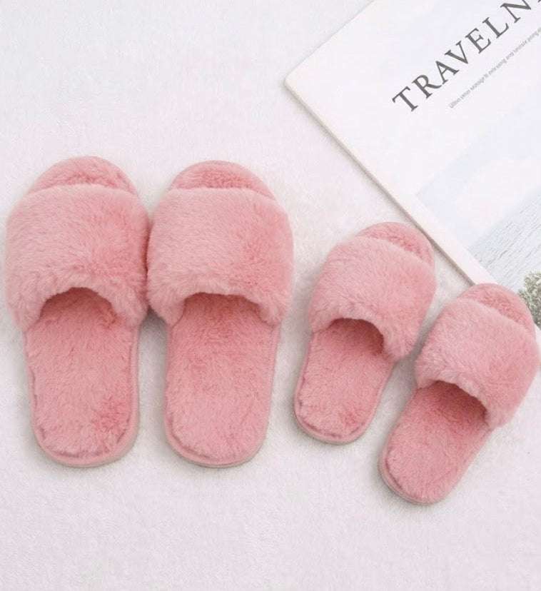 Ciabattine peluches mamma bimba rosa pantofole coordinato — Dream Shop