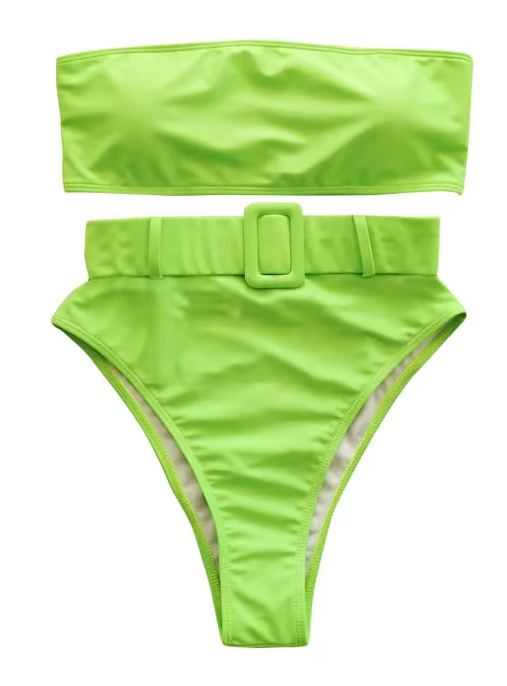 Costume vita alta maxibelt 
Top fascia imbottito con cinturone in vita
