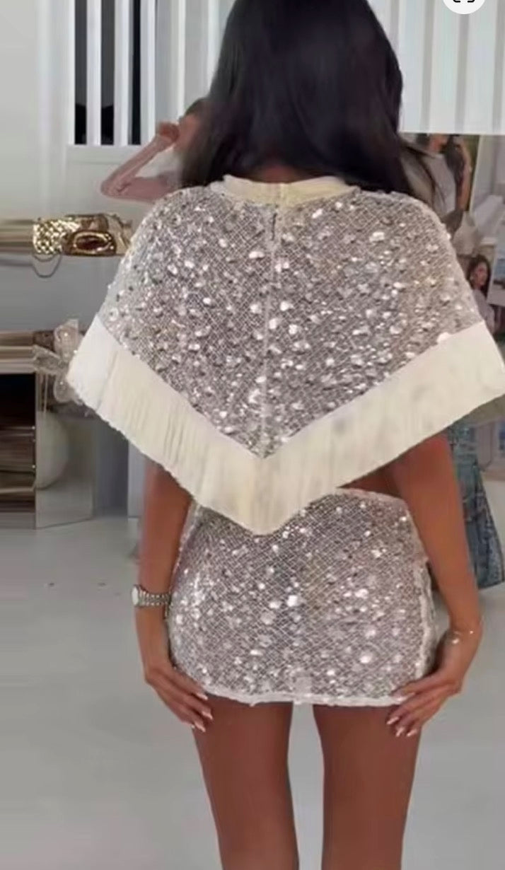 Completo gipsy-chic frange diamanti