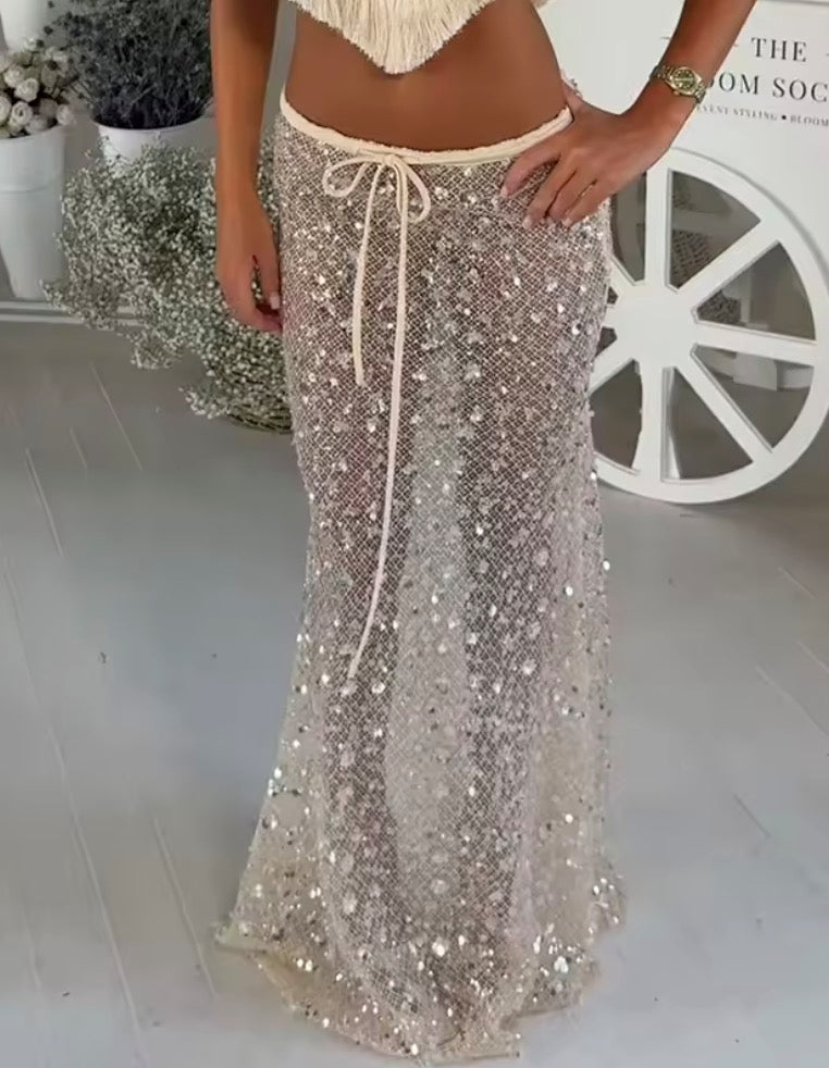 Completo gipsy-chic frange diamanti