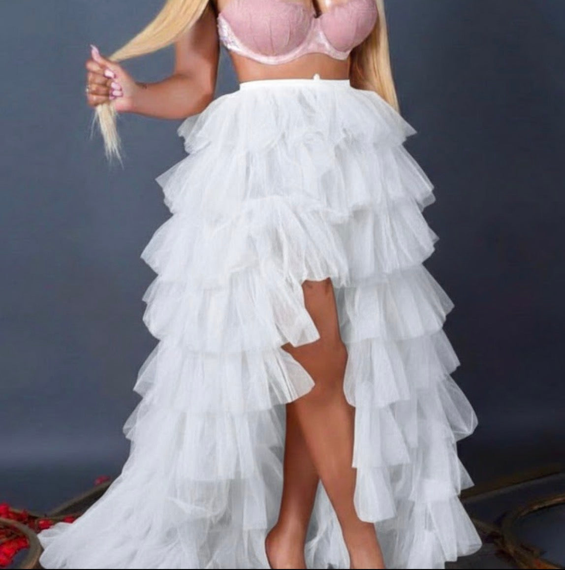 Cochy pink maxitulle skirt