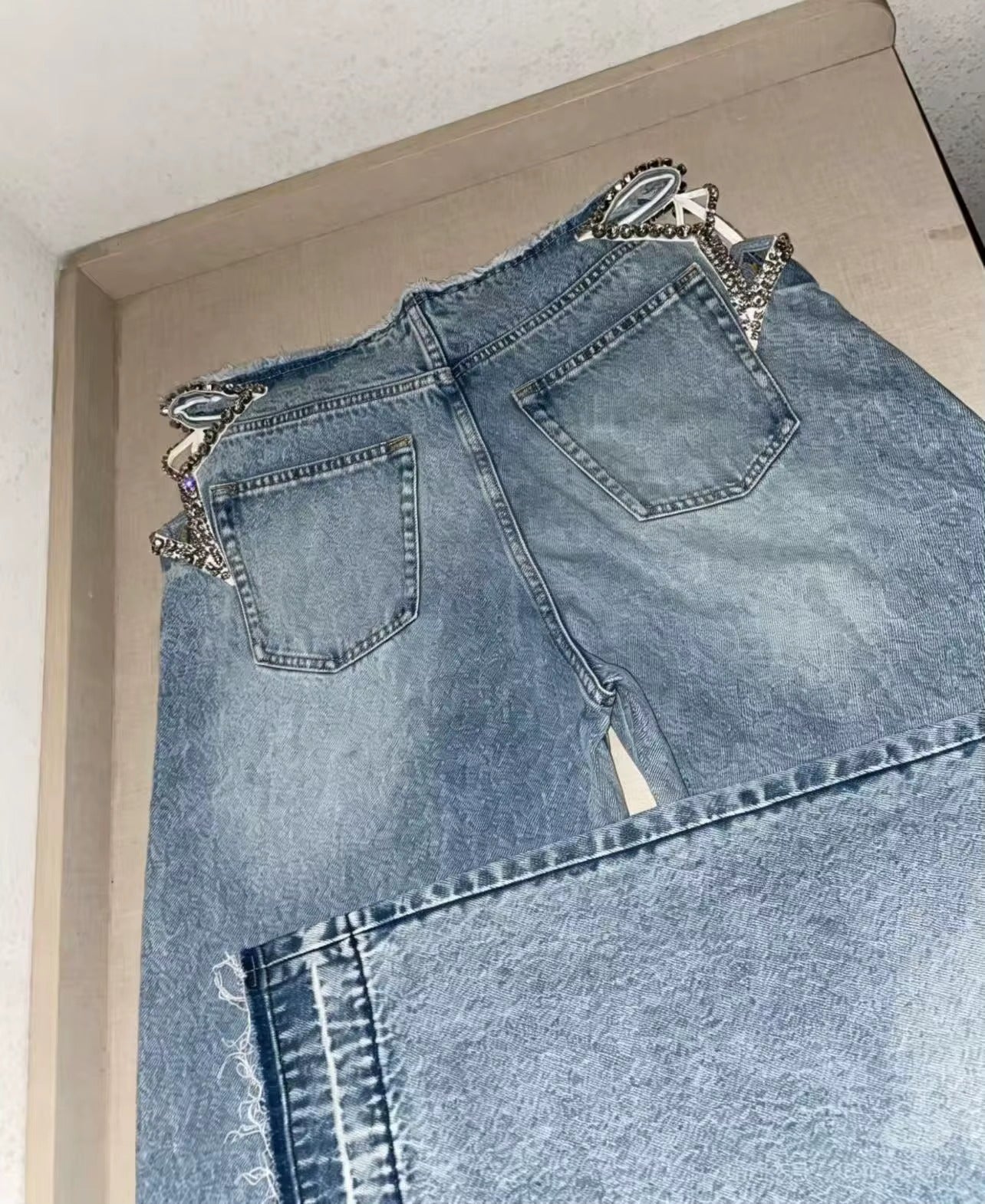 Jeans stella strass retro con tasche e cristalli | Dream Shop