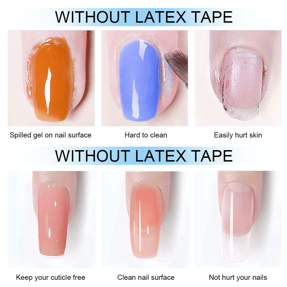 Peel off nail latex tape manicure comparison without and with latex tape — Dream Shop