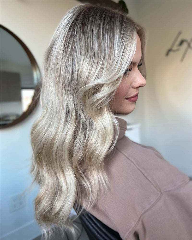 Parrucca balayage onde morbide indossata vista laterale con onde morbide | Dream Shop