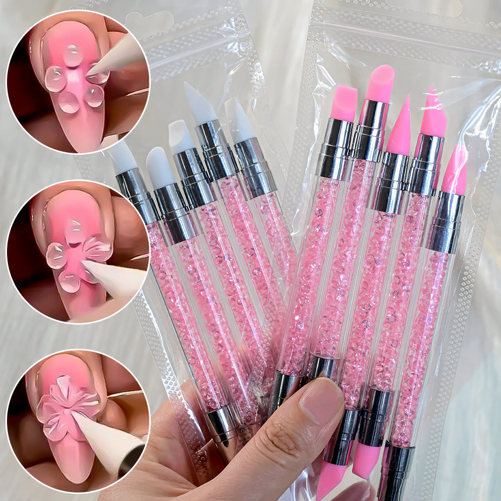 Silicone nail art pens pink pens and 3D flowers sculpted on nails — Dream Shop