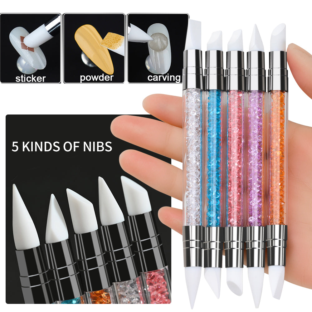 Penne silicone nail art variante strass multicolor punte bianche — Dream Shop
