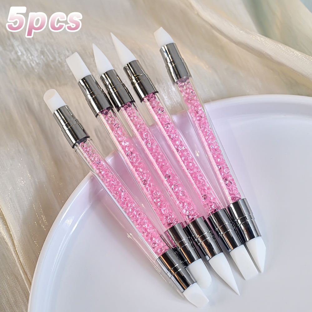 Penne silicone nail art variante strass rosa punte bianche — Dream Shop