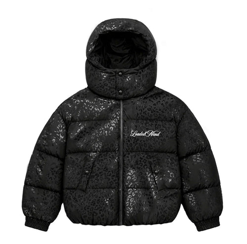 LEOPARD PUFFER JACKET BLACK