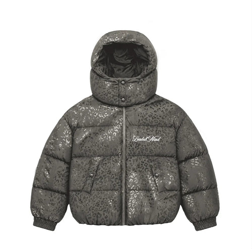LEOPARD PUFFER JACKET GREY