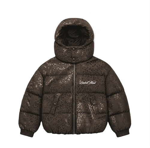 LEOPARD PUFFER JACKET BROWN