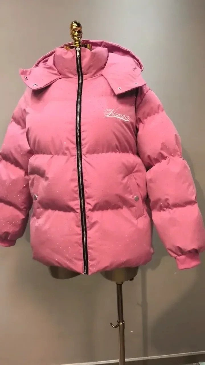 Piumino Magic Leopard colore rosa vista frontale — Dream Shop
