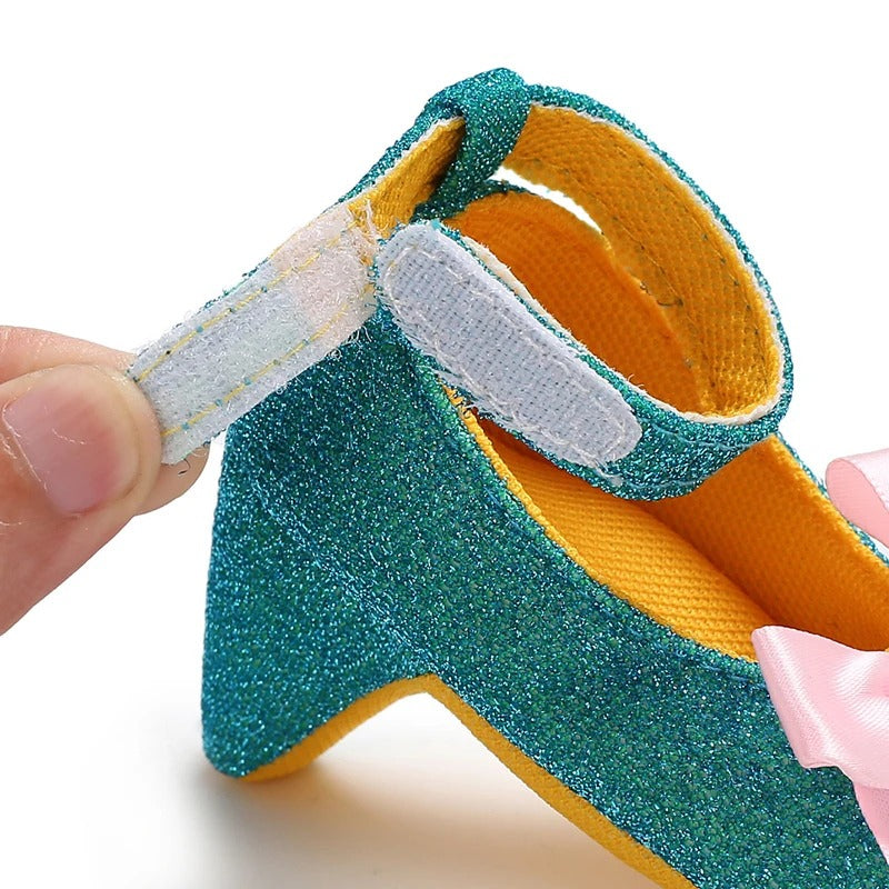 Scarpine neonata tacco dettaglio cinturino a strappo | Dream Shop