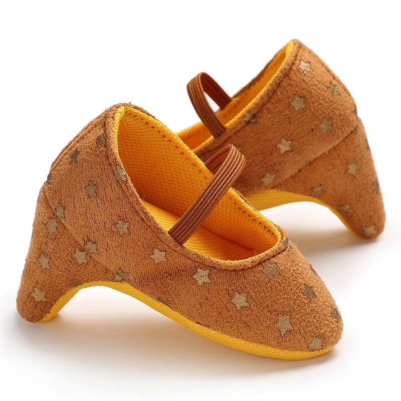 Scarpine neonata tacco cammello profilo tacchetto basso | Dream Shop