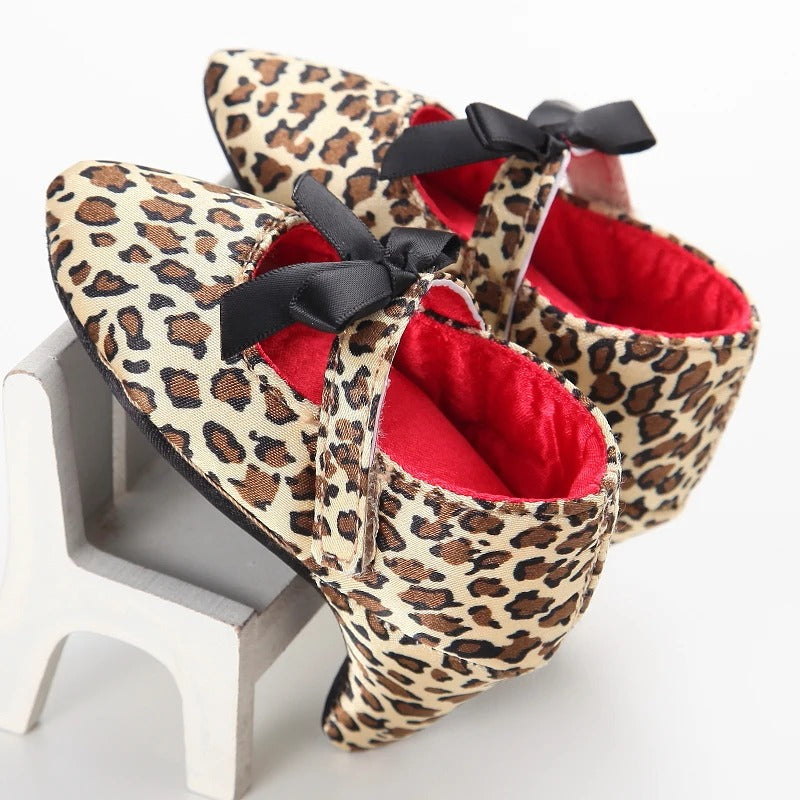 Scarpine neonata tacco leopardato coppia fodera rossa | Dream Shop