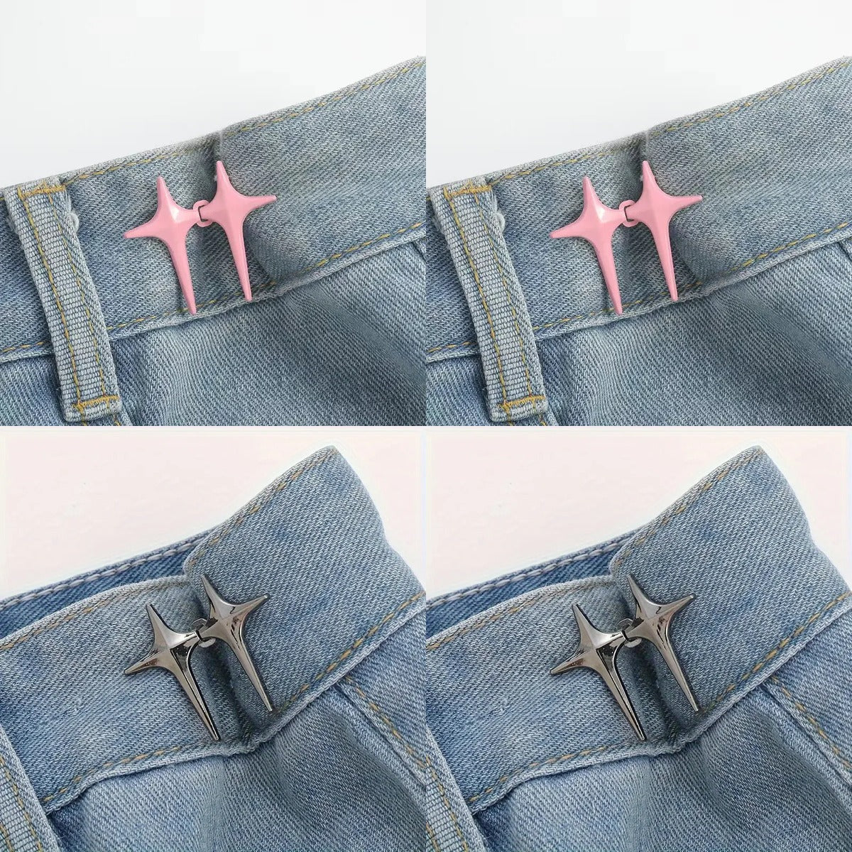 Set 4 clips stringi vita Croce a quattro punte — 2 coppie rosa e 2 grafite | Dream Shop