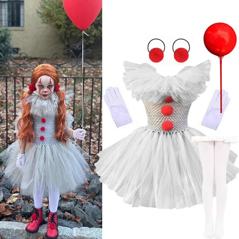 Costume clown horror bambina abito palloncino e calze — Dream Shop