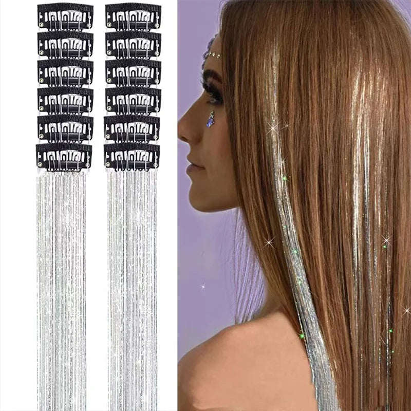 Extension Glitter-Star con 12 clip effetto luce per capelli