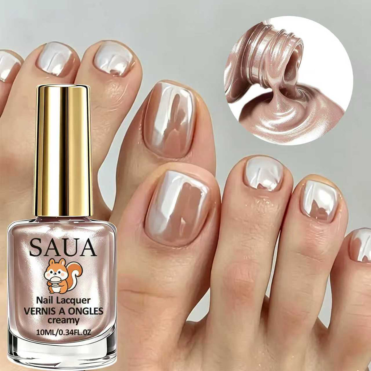 Esmalte perlado efecto crema pedicura con esmalte champán perlado y frasco — Dream Shop